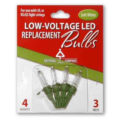 National Tree Company 4 Low Voltage Warm White LED Replacement Bulbs-Blister Pack - 3 in