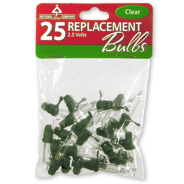 25 Clear Replacement Bulbs in Bag with Header for 50 Light Sets-UL-2.5 Volts