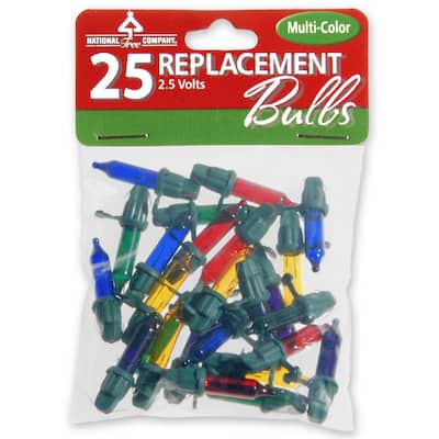 National Tree Company 25 Multi Replacement Bulbs in Bag with Header for 50 Light Sets-UL-2.5 Volts - .04 in
