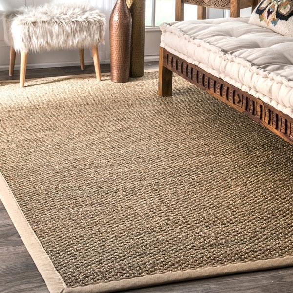 Havenside Home Clearwater Handmade Natural Fiber Cotton Border Seagrass Beige Area Rug (9' x 12') - 9' x 12'