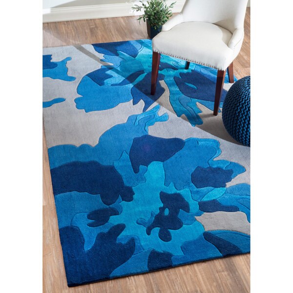 Shop nuLOOM Hand-tufted Modern Floral Blue Rug (5' x 8') - Free ...