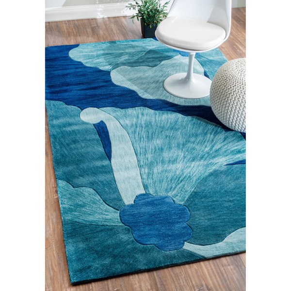 Shop nuLOOM Handtufted Modern Floral Blue Rug (5' x 8') Free