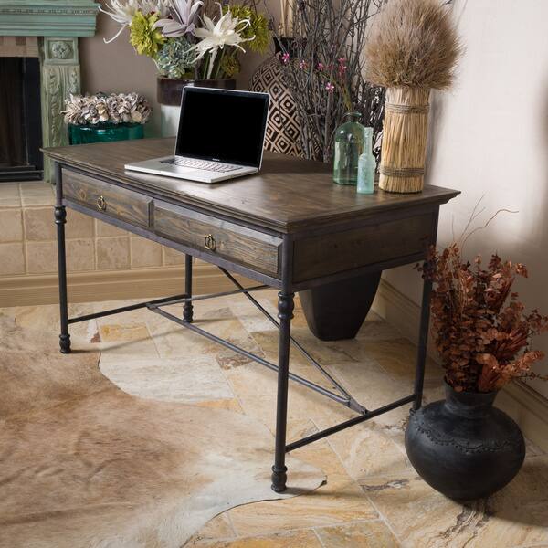 Christopher Knight Home Hylas Medium Brown TwoDrawer Desk Overstock