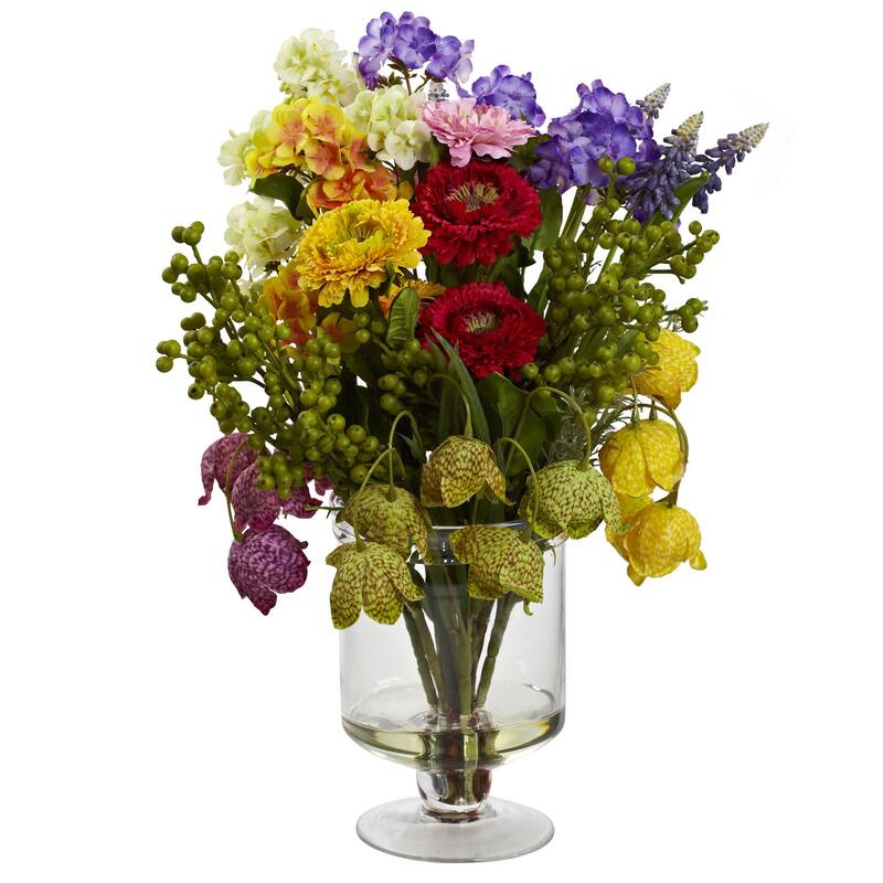 Nearly Natural Spring Floral Arrangement - Green