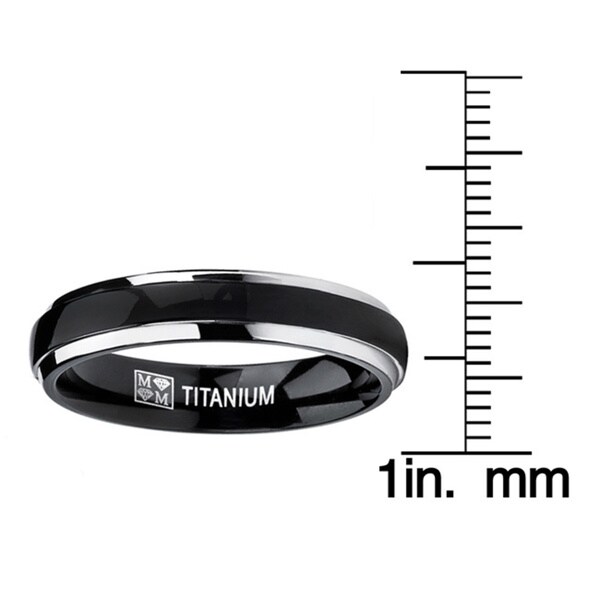 Oliveti Dome Two-tone Black Titanium Men's Thin Comfort Fit Wedding Band