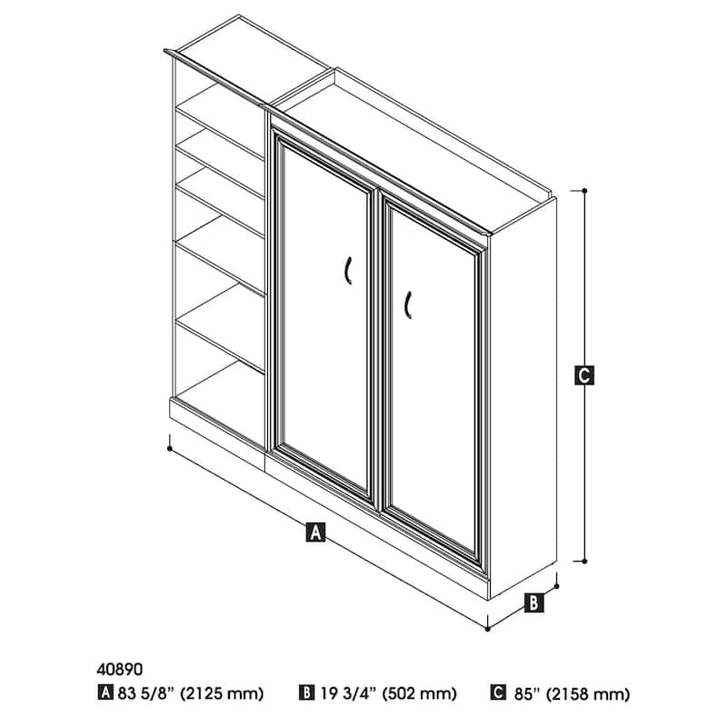 Versatile Full Murphy Bed and Closet Organizer (84W) by Bestar