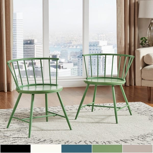 slide 2 of 14, Truman Low Back Metal and Wood Spindle Dining Chair (Set of 2) by iNSPIRE Q Modern