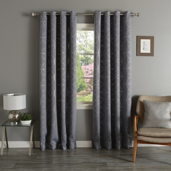 Linked Circle 84-inch Foil Printed Blackout Curtain Panel Pair ...