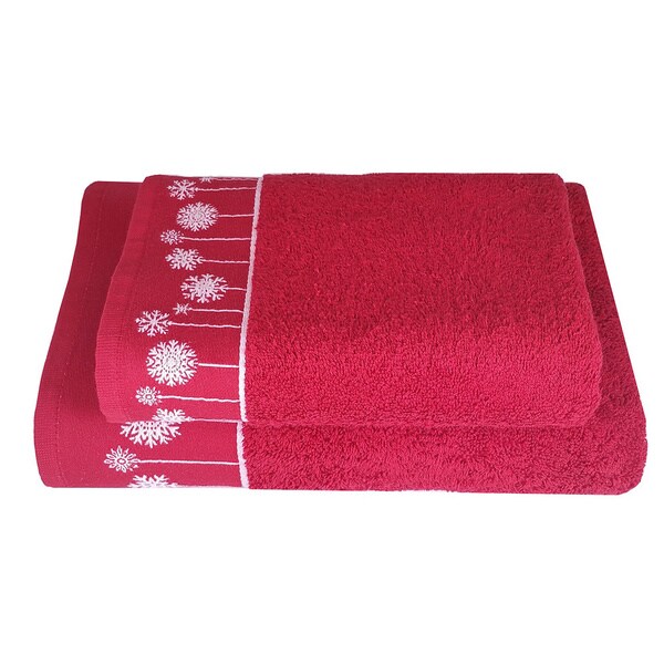 Enchante Snowflake Ornaments Embellished Turkish Cotton 2-piece Towel Set