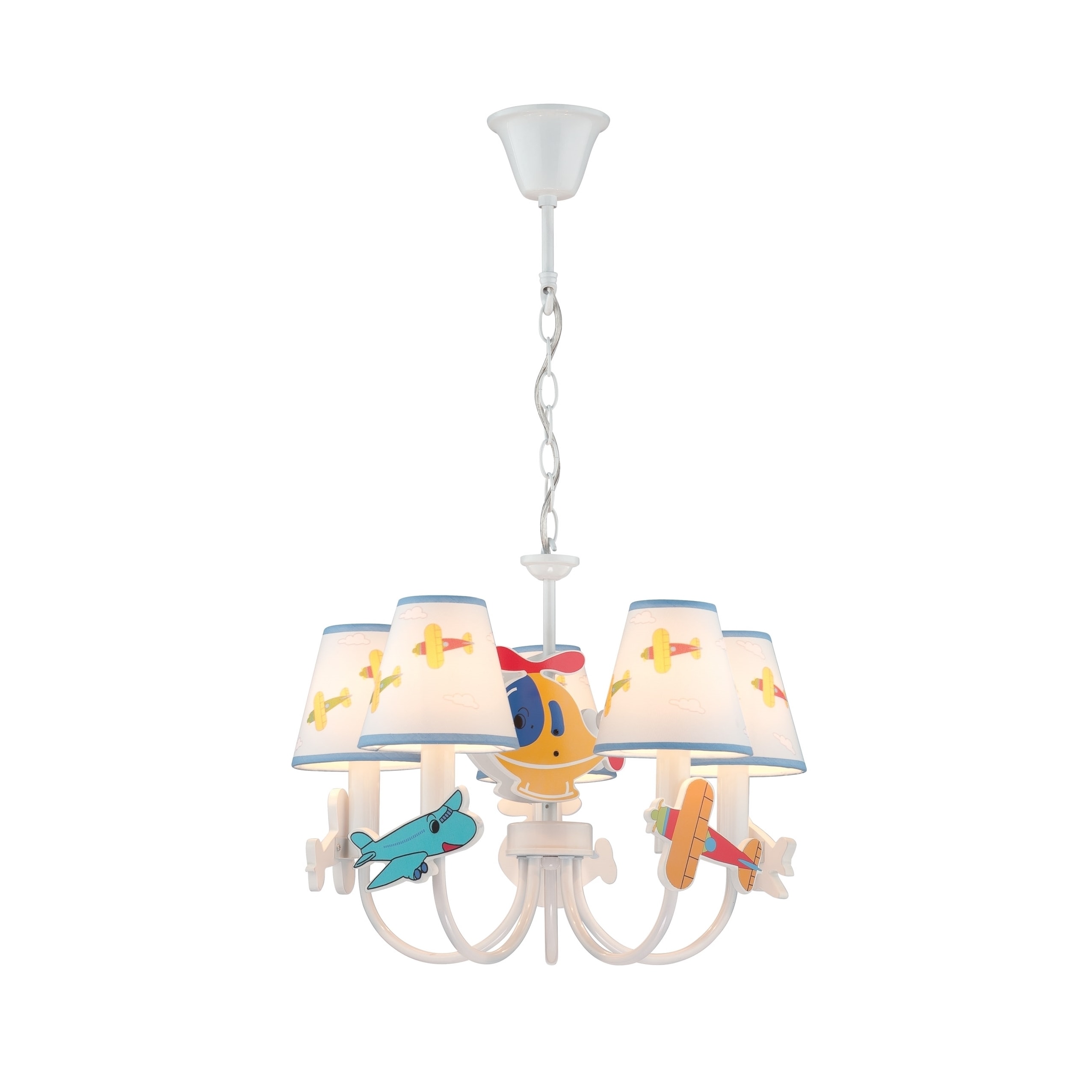 Lite Source Aeroplani 5-light Chandelier (White, Blue, red, yellow) - Chandeliers For Bedrooms by Overstock.com