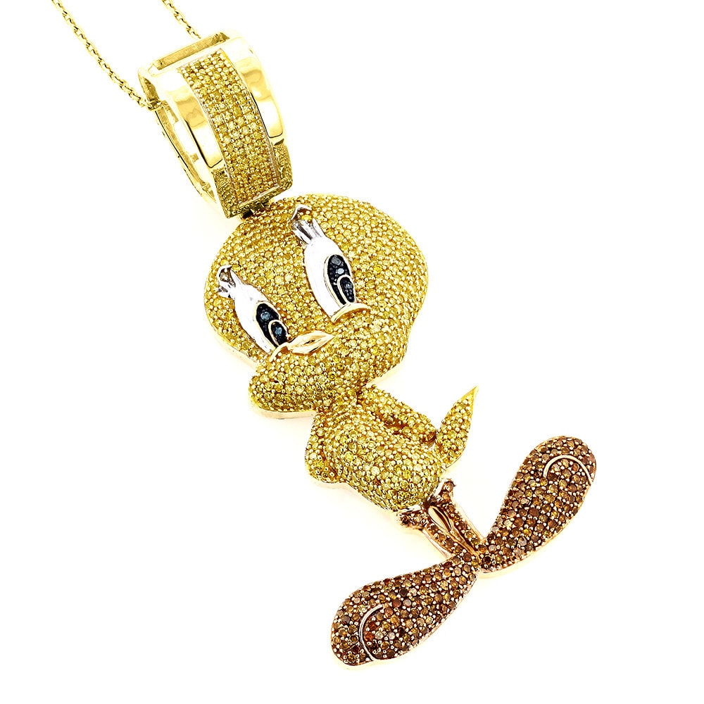 tweety bird diamond pendant