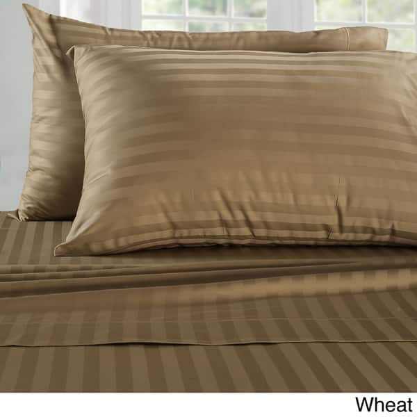 Luxury Supima Cotton 500 Thread Count Damask Stripe Sheet Set Overstock 9623308