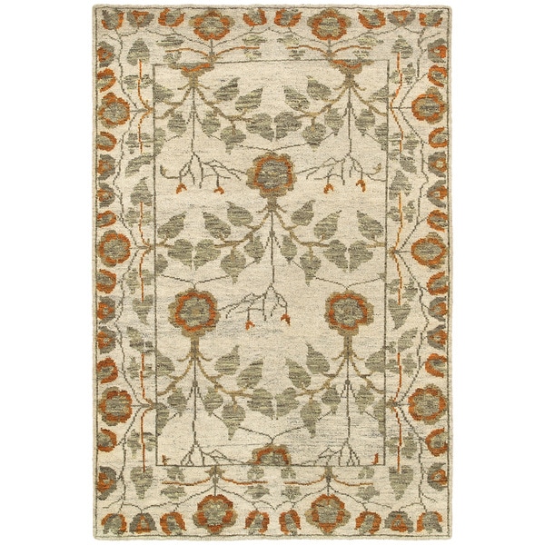 LR Home Contemporary Oushak Natural / Rust Rectangle ( 5'3 x 7'5 ) - 5'6" x 8'6"/Surplus