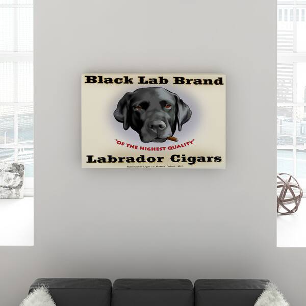 Shop Porch Den Brian Rubenacker Black Lab Cigar Canvas Print Wall Art Overstock 17765061