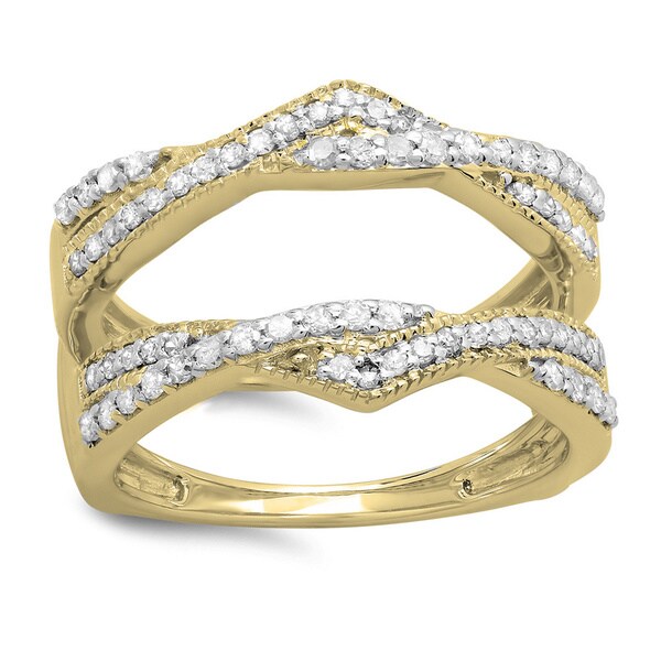 Elora 14k Yellow Gold 1/2ct TDW Diamond Enhancer Ring - Free Shipping ...