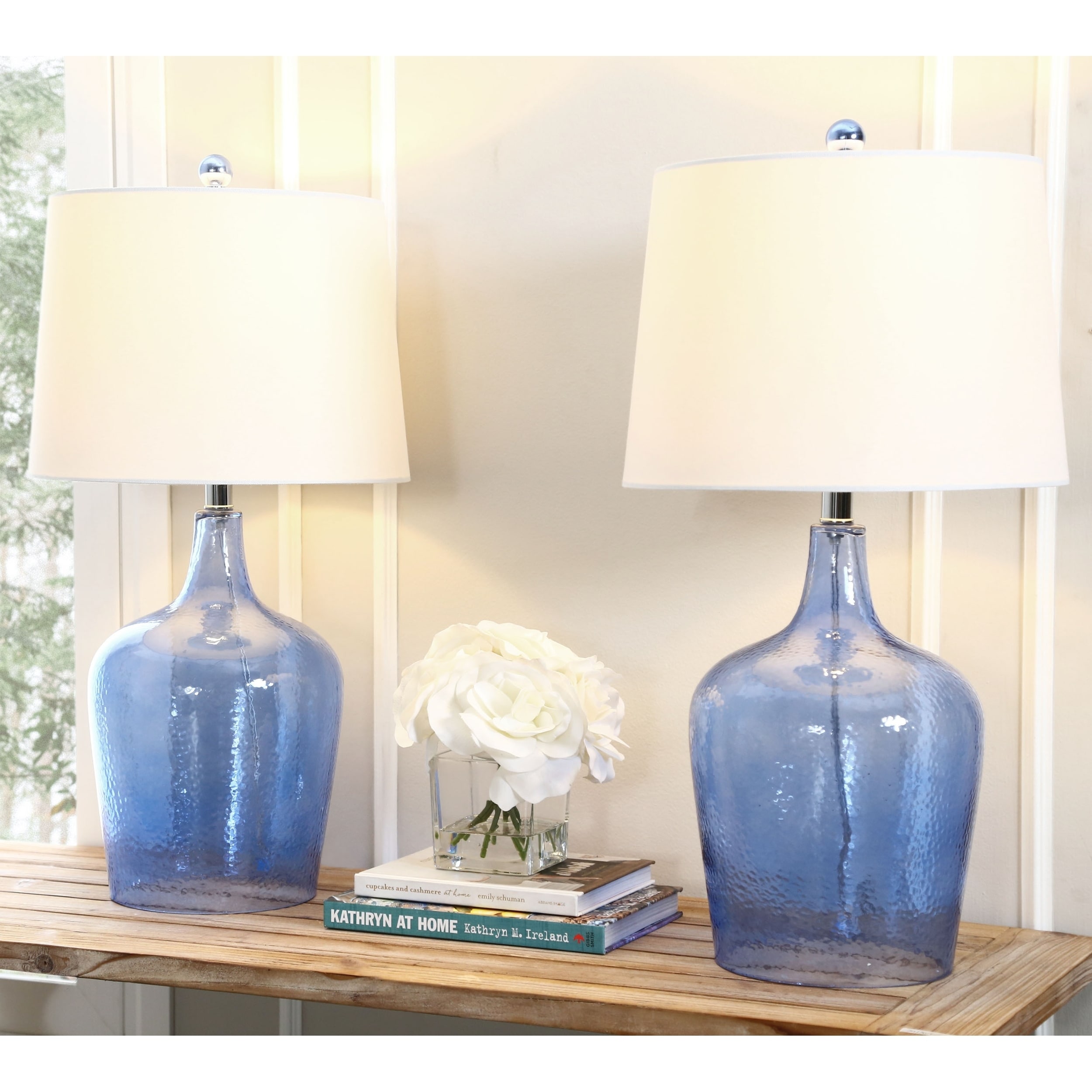 Blue Glass Lamp Set