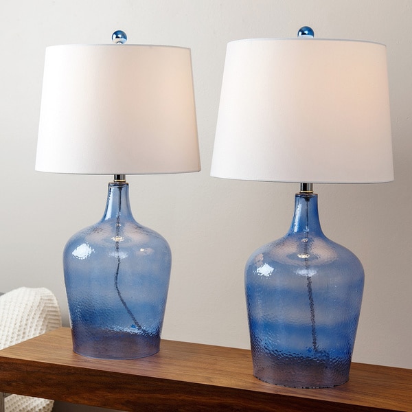 Abbyson Azure Blue Glass Table Lamp (Set of 2) - Free Shipping Today