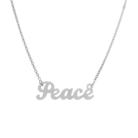 Sterling Essentials 14k Goldplated Silver Script 'Peace' Necklace