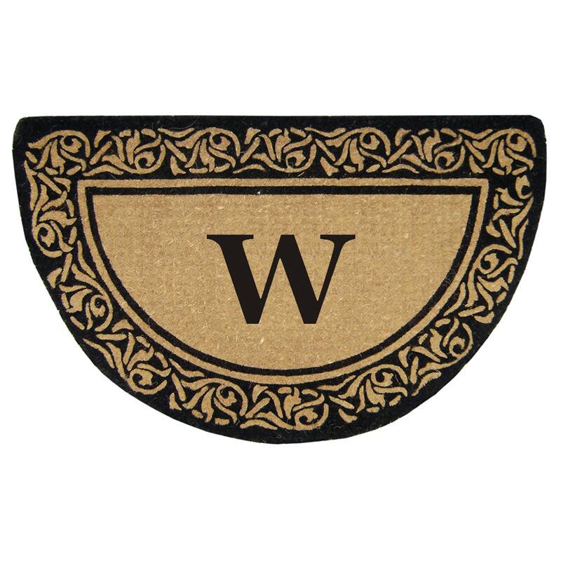 Heavy Duty Coir Decorative Bella Border Monogrammed Doormat - W - Bella Border - 22 inches x 36 inches