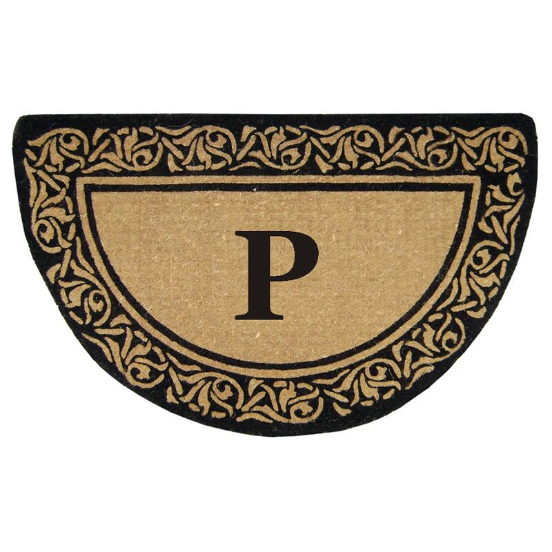 Heavy Duty Coir Decorative Bella Border Monogrammed Doormat - P - Bella Border - 22 inches x 36 inches