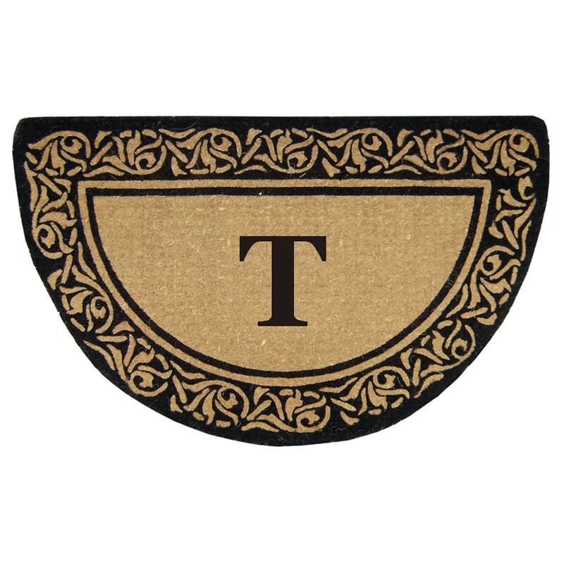 Heavy Duty Coir Decorative Bella Border Monogrammed Doormat - T - Bella Border - 22 inches x 36 inches