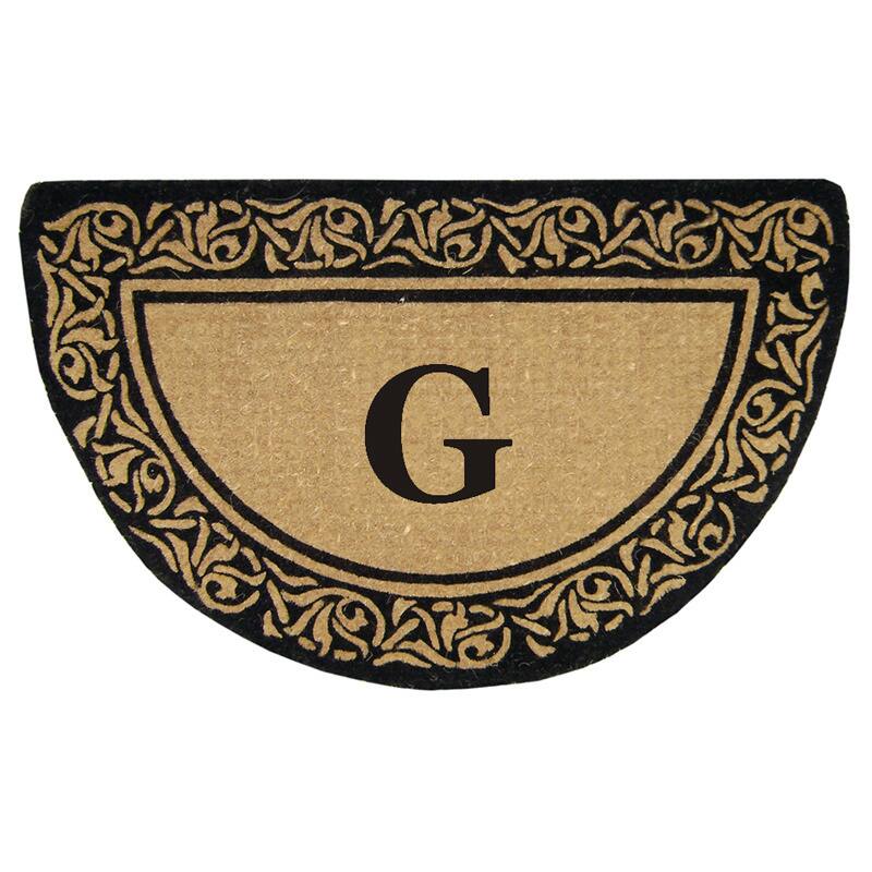 Heavy Duty Coir Decorative Bella Border Monogrammed Doormat - G - Bella Border - 22 inches x 36 inches