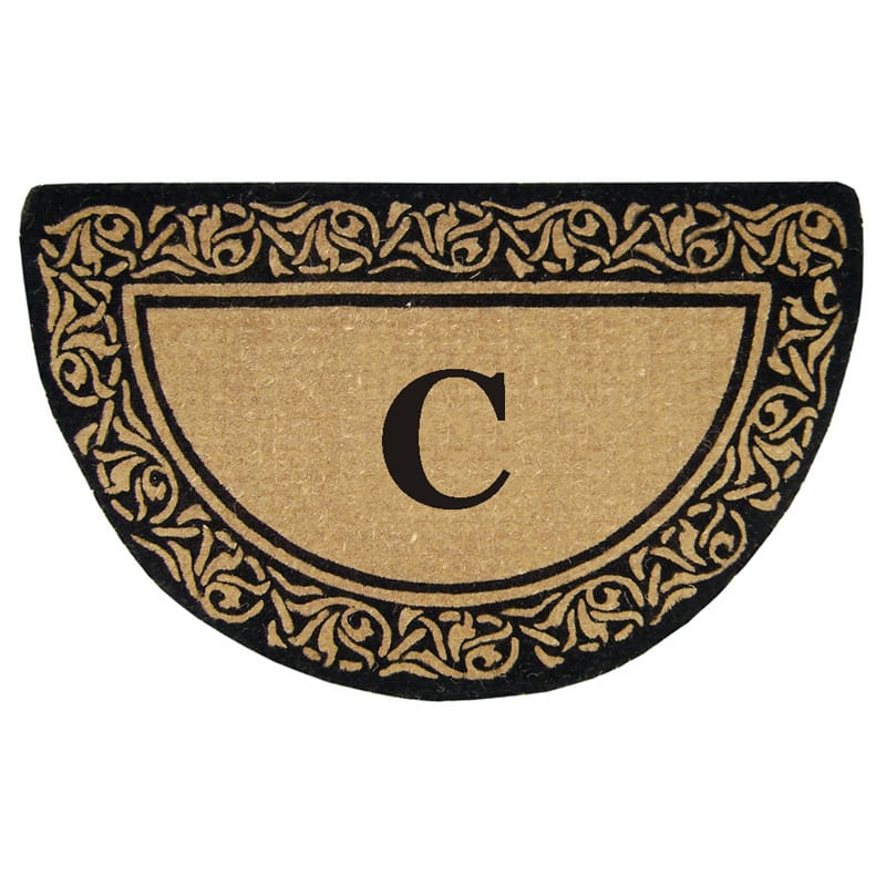 Heavy Duty Coir Decorative Bella Border Monogrammed Doormat - C - Bella Border - 22 inches x 36 inches