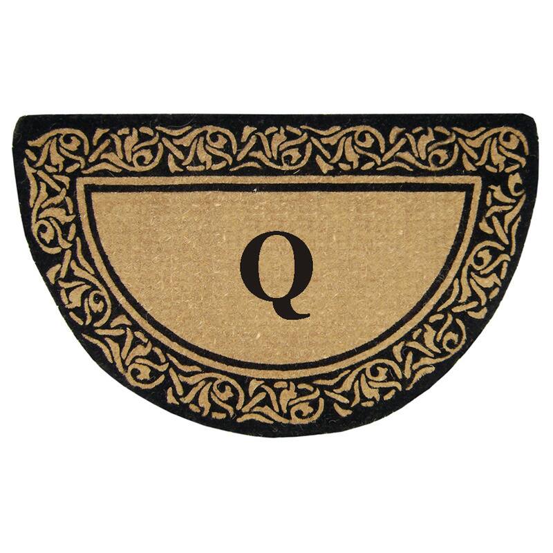 Heavy Duty Coir Decorative Bella Border Monogrammed Doormat - Q - Bella Border - 22 inches x 36 inches