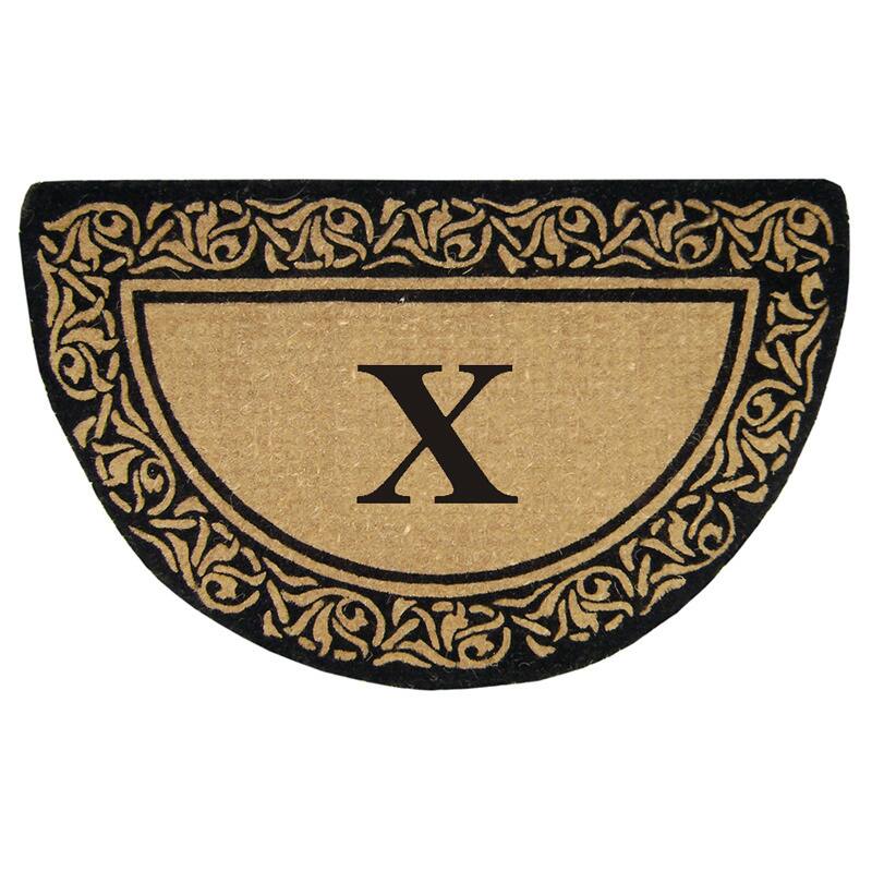 Heavy Duty Coir Decorative Bella Border Monogrammed Doormat - X - Bella Border - 22 inches x 36 inches