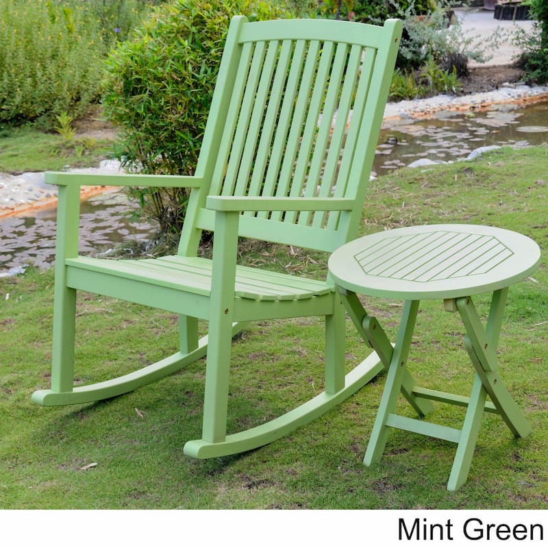 International Caravan Royal Fiji Painted Acacia Rocking Chair and Side Table Set