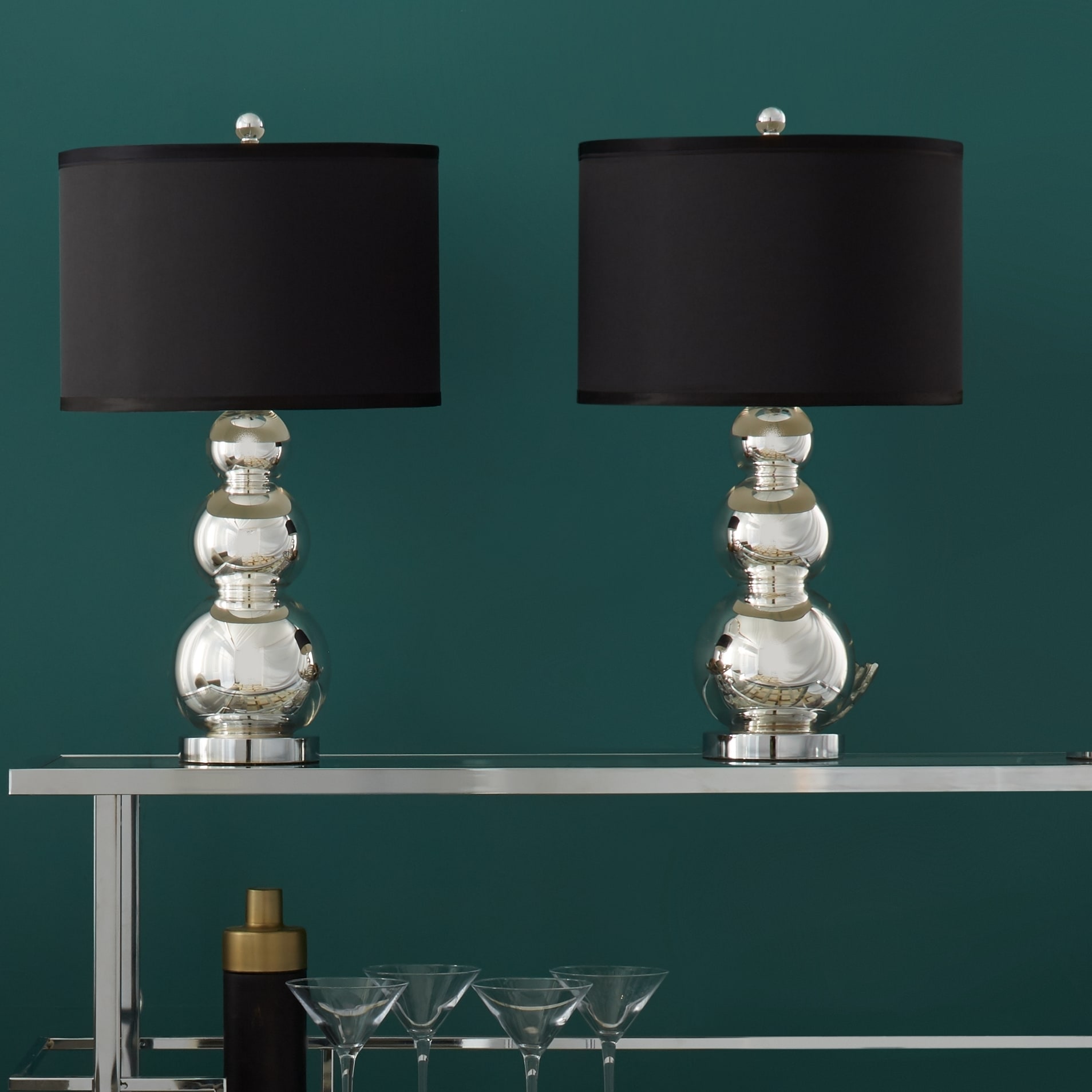 Shop Abbyson Mercury Glass Black Shade Table Lamp (Set of 2) Free