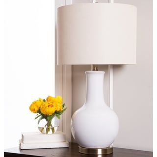 Table Lamp Average Price ABBYSON LIVING Gourd White Ceramic Table Lamp