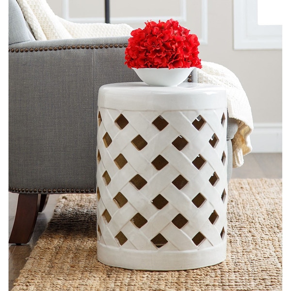 Shop Abbyson Capiz White Ceramic Garden Stool Free Shipping Today   Abbyson Living Capiz White Ceramic Garden Stool 6312015d Ad1b 4641 932b Fee88d229b21 600 