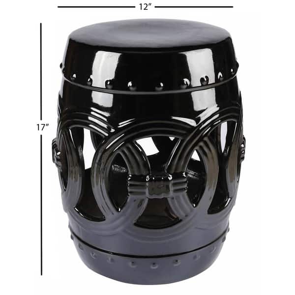 Abbyson Moroccan Ceramic Black Garden Stool - Bed Bath & Beyond - 9625198