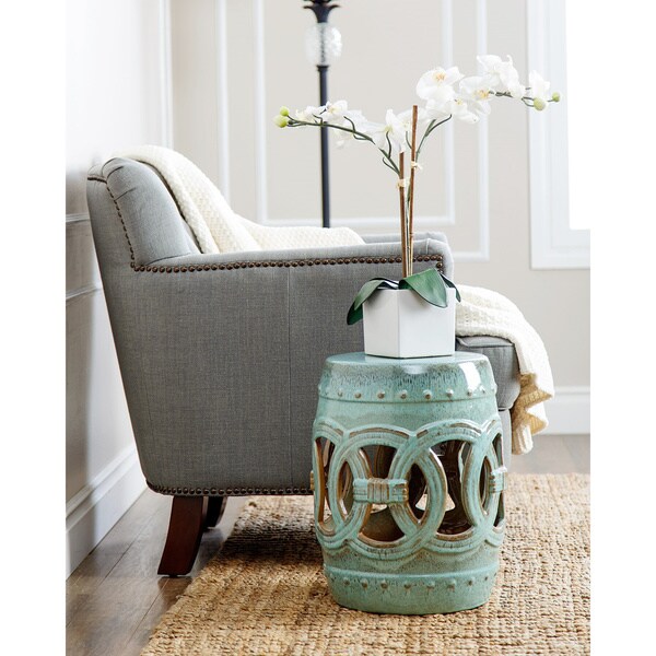 Shop Abbyson Moroccan Antiqued Turquoise Garden Stool Free