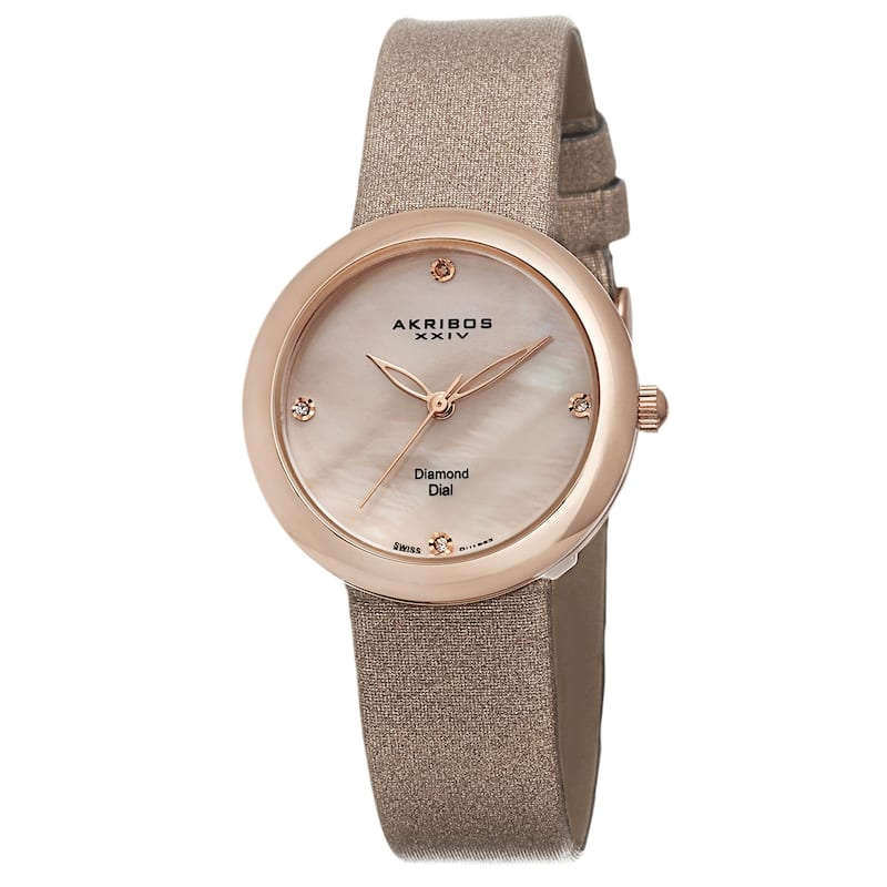 Akribos XXIV Women's Quartz Diamond Multifunction Rose-Tone Watch Set