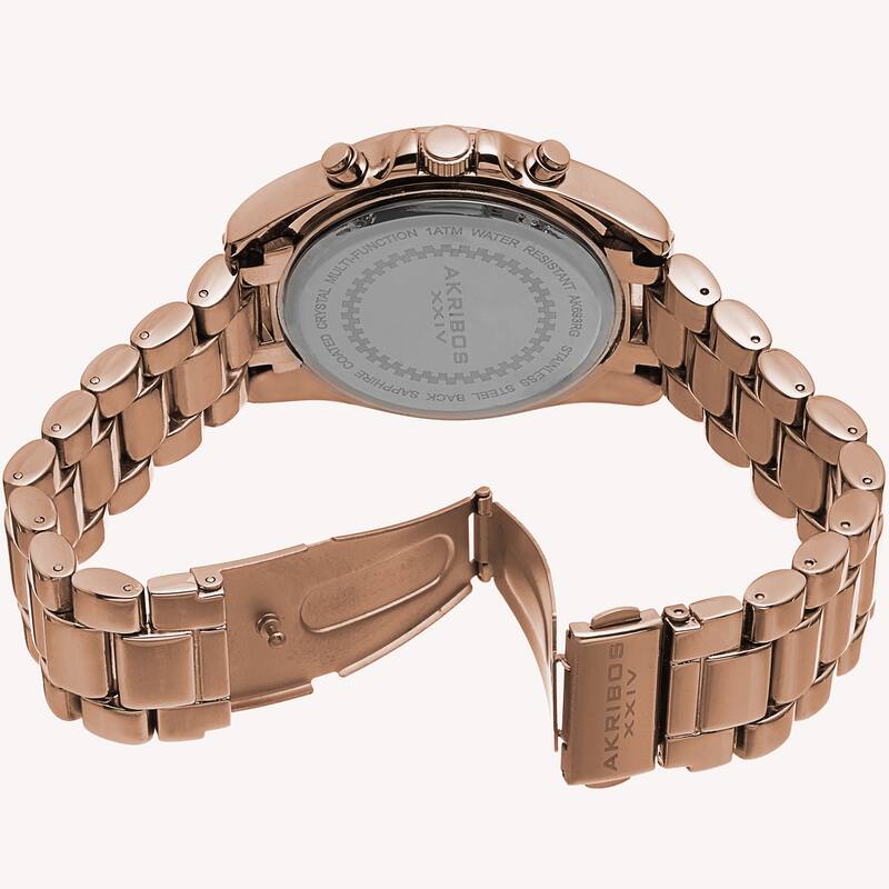 Akribos XXIV Women's Quartz Diamond Multifunction Rose-Tone Watch Set