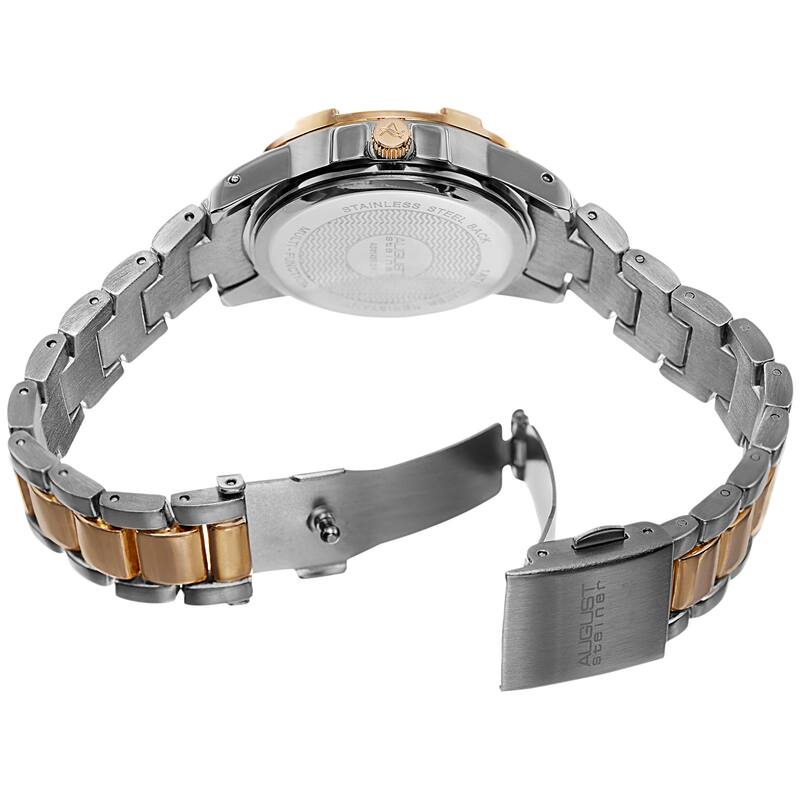 August Steiner Men's Quartz Colorful Dial Multifunction Two-Tone Bracelet Watch