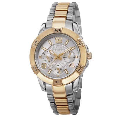 August Steiner Men's Quartz Colorful Dial Multifunction Two-Tone Bracelet Watch