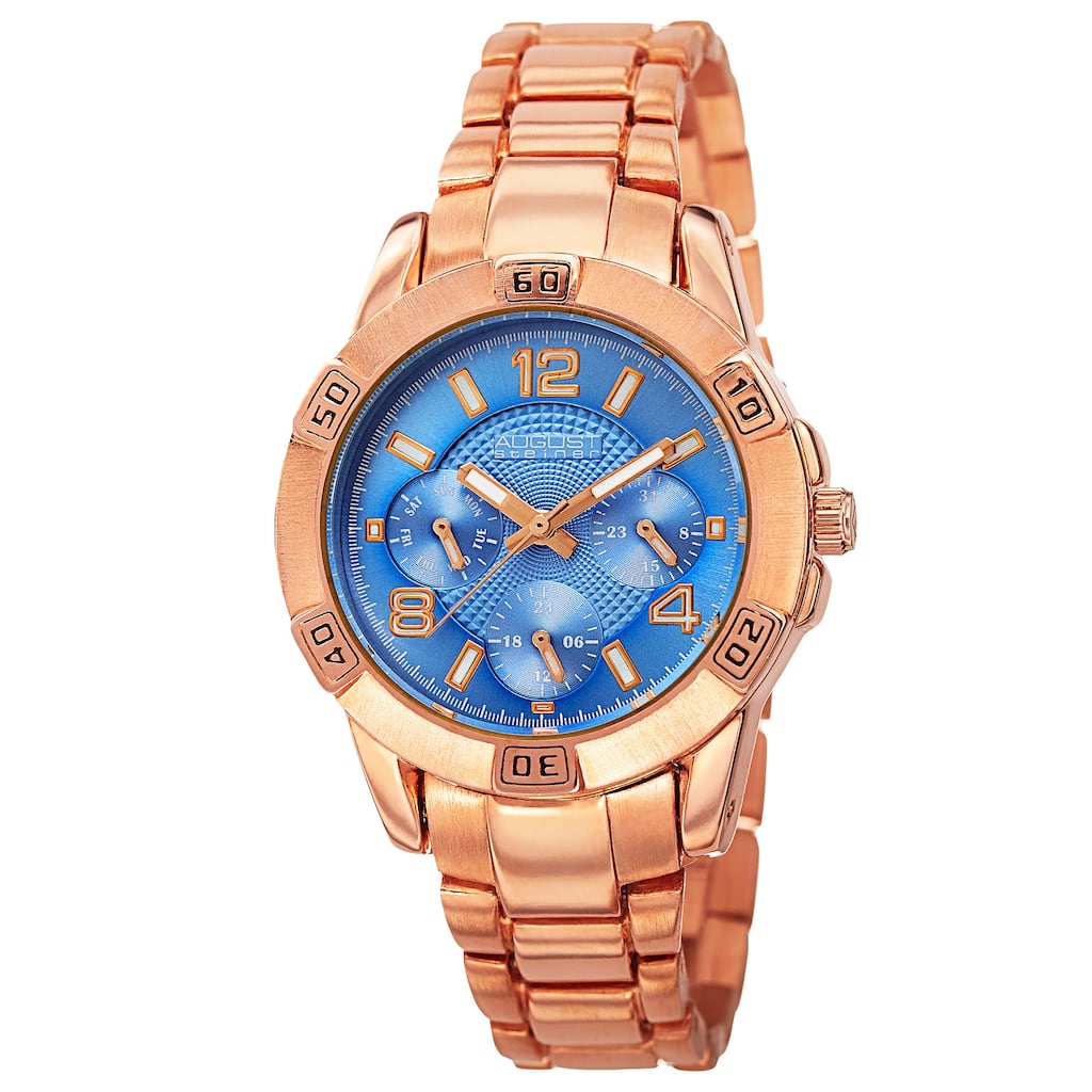 August Steiner Men's Quartz Colorful Dial Multifunction Bracelet Watch