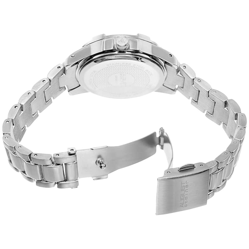 August Steiner Men's Quartz Colorful Dial Multifunction Silver-Tone Bracelet Watch
