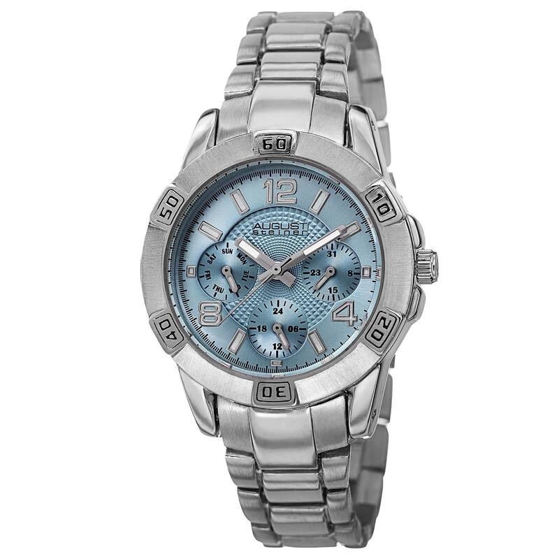 August Steiner Men's Quartz Colorful Dial Multifunction Silver-Tone Bracelet Watch