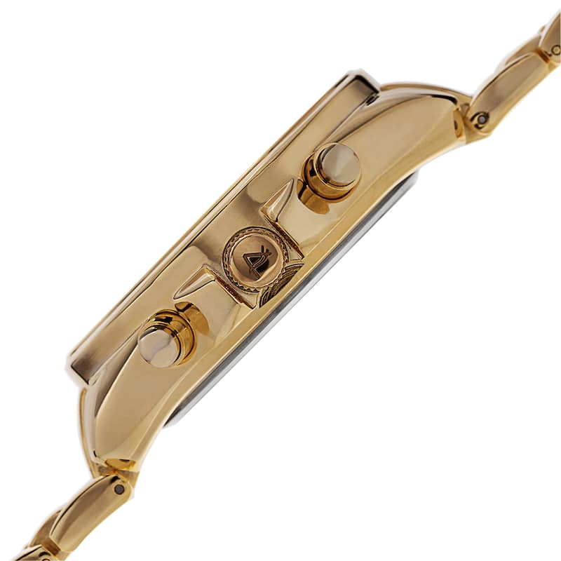 August Steiner Men's Swiss Quartz Dual Time Zone Multifunction Gold-Tone Bracelet Watch
