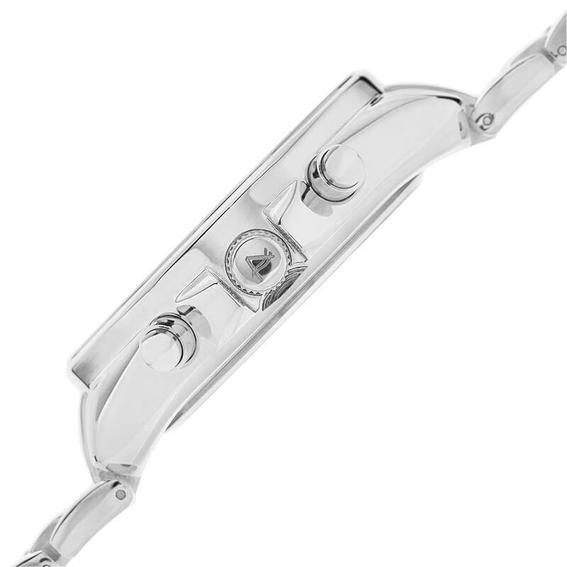 August Steiner Men's Swiss Quartz Dual Time Zone Multifunction Silver-Tone Bracelet Watch