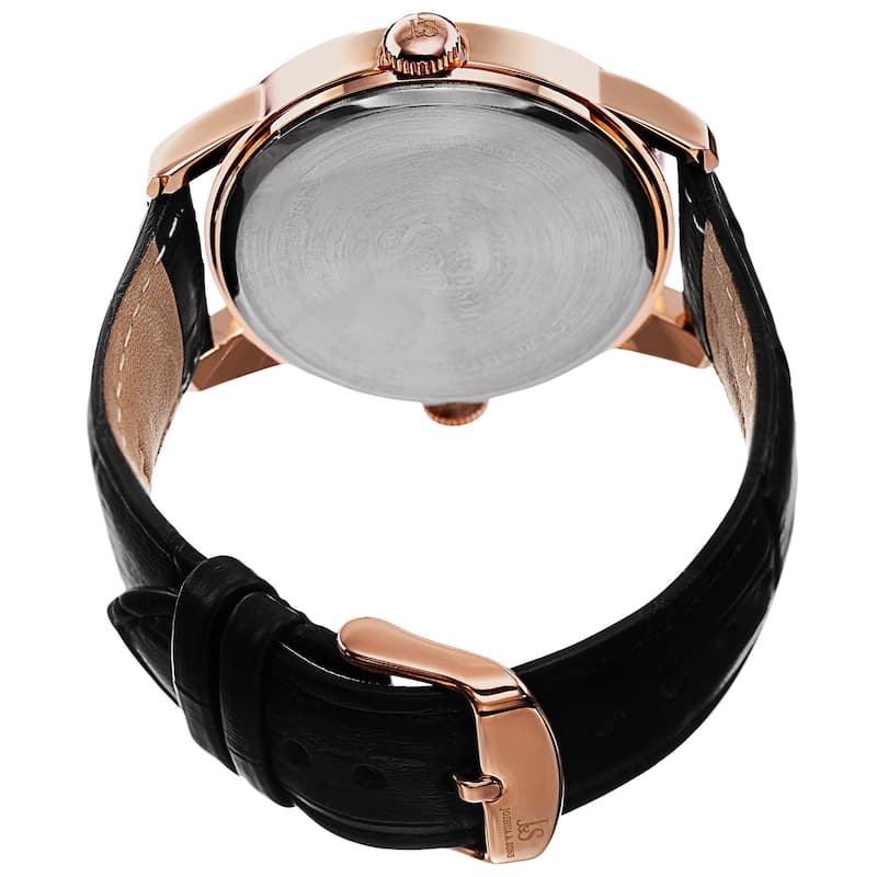 Joshua & Sons Men's Swiss Quartz Dual Time Zone Leather Strap Watch