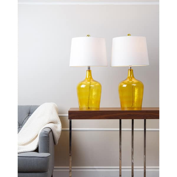 Abbyson Azure Yellow Glass Table Lamp (Set of 2) - Bed Bath & Beyond ...