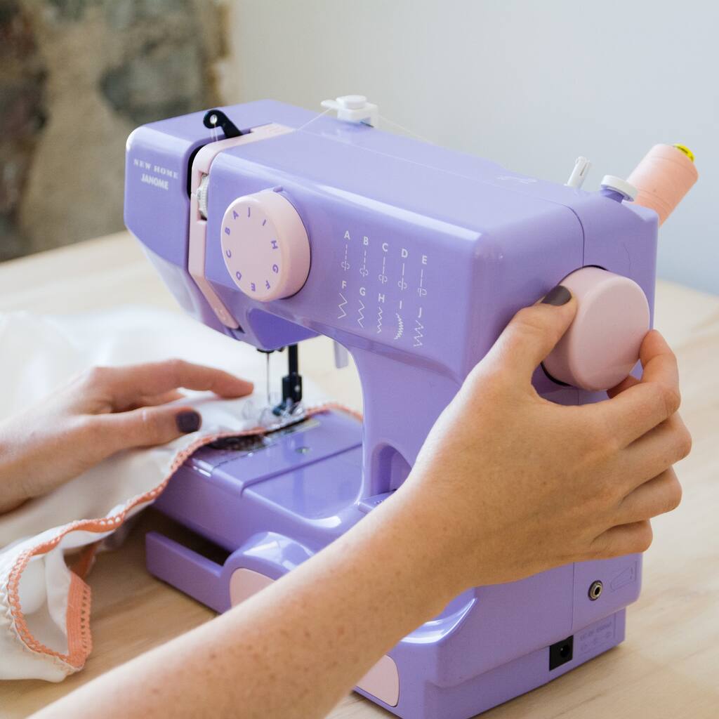 Janome Lady Lilac Basic, Easy-to-Use, 10-stitch Portable, 5 lb Compact Sewing Machine with Free Arm