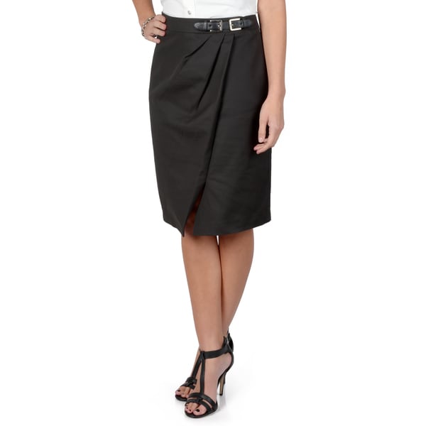Journee Collection Womens Black Pleated Pencil Skirt