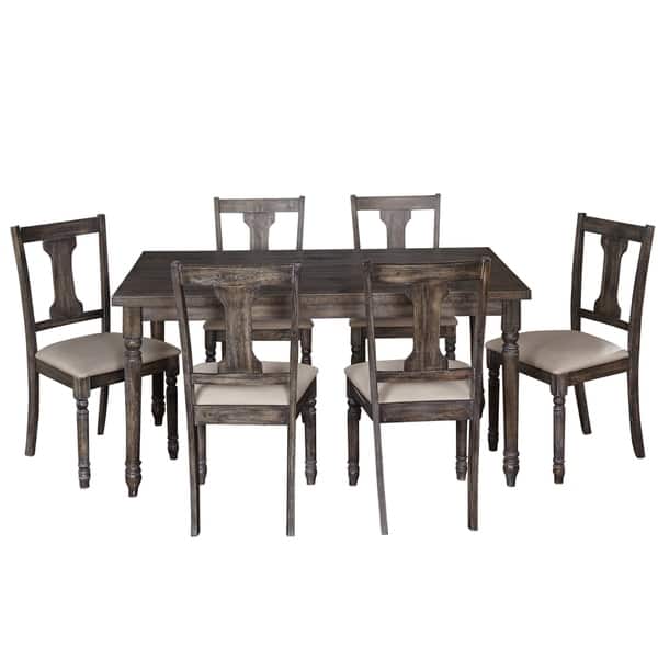 Simple Living 7 Piece Burntwood Dining Set Overstock 9625976