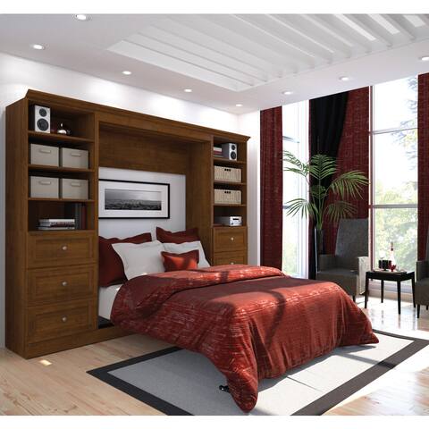 Versatile Full Murphy Bed and 2 Shelving Units with Drawers by Bestar